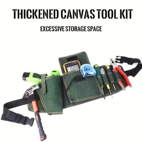 Resim Kanvas Araç Çantası Bel Paketi Kalınlaştırılmış Elektrikli Matkap Bel Çantası Çok Fonksiyonlu Marangoz ve Su İşçisi Sırt Çantası Donanım Aletleri Depolama Çantası 