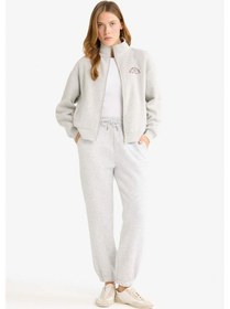 Resim Defacto Basic Düz Cepli Beli Bağcıklı Kalın Jogger Eşofman Altı F9622ax25augr93 Gri 