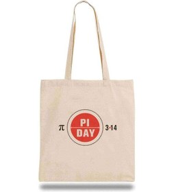 Resim Bez Çanta Pi Day Red Logo Bej 