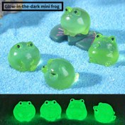 Resim 4 Adet Karanlıkta Parlayan Reçine Kurbağa Figürleri - Şeffaf Çizgi Film Tarzı Mini Heykeller, Yeşil Işıklı Aksanlarla Bahçe, Ev ve Tatil Dekoru İçin Elektriksiz 
