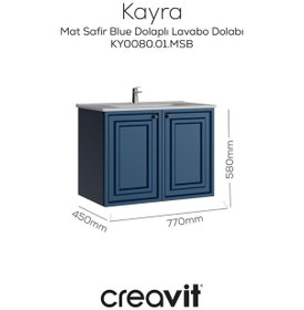 Resim Creavit Kayra Mat Safir Blue Kapaklı Lavabo Dolabı 80cm Mavi 
