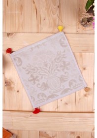 Resim Baveno Jakarlı Püsküllü 3'lü Kadife 30X30 Mutfak Misafir Havlusu 