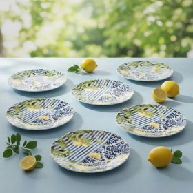 Resim Güral Porselen Camelia Lemon 6 Parça 20 cm Pasta Takımı 55742 