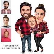 Resim Genel Markalar Kişiye Özel Karikatürlü Çift Ahşap Araba Dikiz Ayna Süsü 