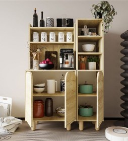 Resim Parma 3 Kapaklı Mutfak Dolap, Kahve Köşesi, Çok Amaçlı Dolap Safir Meşe 