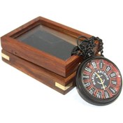 Resim keyfimshop Ahşap Kutulu Roma Rakamlı Pirinç Köstekli Saat 