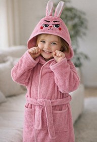 Resim Pembe Tavşan Çocuk Bornozu - 9-10 Yaş 