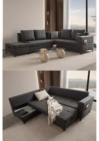 Resim Aura Köşe Koltuk Takımı Antrasit Sol Köşe Antrasit 