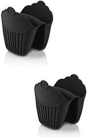 Resim ARVALE 2 Adet Silikon Fırın Eldiveni Isı Yalıtımlı Kaymaz Mikrodalga Fırın Tencere Tepsi Siyah (SİYAH) 