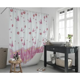 Resim Zethome Jackline Banyo Duş Perdesi 6020 Tek Kanat Pembe 1X180X200 