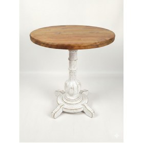 Resim Masif Art Lugano Fiskos Sehpa Tornalı Ayak Yan Sehpa Beyaz Eskitme 