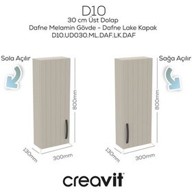 Resim D10 30 Cm Sağ Üst Dolap Dafne Melamin Gövde Lake Kapak Mat Beyaz 