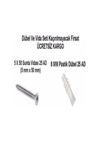 Resim Vidal Ve Dübel Seti 25 Ad 5X50 Vida 8 Mm Plastik Dübel 