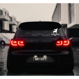 Resim Arabada Köpek Var Beyaz Sticker 