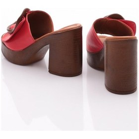 Resim Dgn 2039-52 Kadin Topuklu Terlik Kırmızı 