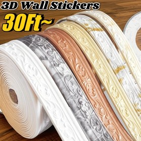 Resim 10m Kendinden Yapışkanlı 3D Duvar Trim Köpük Bant - Su Geçirmez, Kalıntısız, Taban Panelleri ve Duvar Çizgileri için Kolay Soyma ve Yapıştırma, Beyaz, Bej, Kahverengi ve Gri Renklerde Zarif Çiçek Tasarımı, Yatak Odası ve Mutfak Dekoru için Mükemmel, Taban Panosu Dekorasyonu | Zarif Duvar Trim | Köpük Bant Şeridi, Ev Dekoru için Duvar Çizgileri 