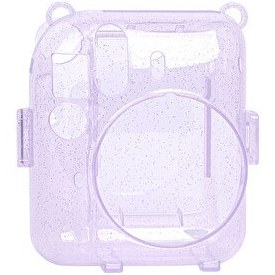 Resim Fujifilm Instax Mini 12 Makine Uyumlu Lila Simli Pleksi Kılıf 