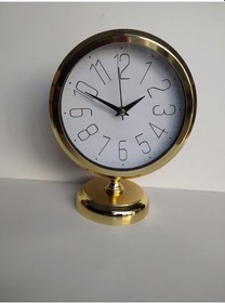 Resim Altın Gold Renkli Metal Ofis Salon Masa Saati 25*20 cm B1 