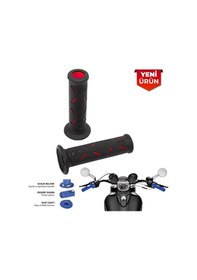 Resim Motosiklet Ve Bisiklet İçin Kaydırmaz Gidon Elciği Takım Siyah-kırmızı 