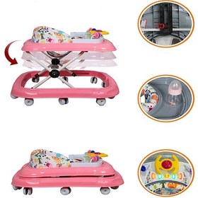 Resim Maxi Taxi Walking Müzikli Işıklı Yürüteç Pembe 