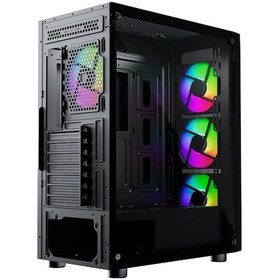 Resim Gamebooster Round A650b 600w Apfc Usb 3.0 Mesh 4 Rainbow Fanlı Mid-t Atx Gaming Siyah Kasa 