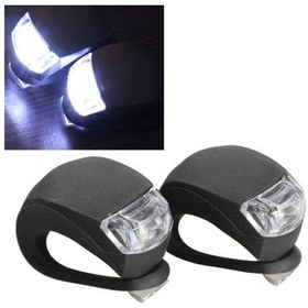 Resim Ikili Ledli Bisiklet Işığı Gece Lambası Siyah Su Geçirmez Silikon Kırmızı - Beyaz 