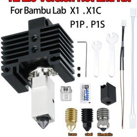 Resim Yeni YükseltmeBambu Lab Sıcak Uçlu Montajı için Nozül X1 Tam Kiti P1P ile Bambu Sıcak Ucu Pirinç Sertleştirilmiş Çelik Bimetal Nozül Silikon Kılıf Bambulab P1S X1 Karbon Seramik Isıtıcı 