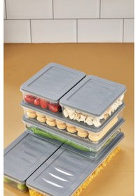 Resim Multi Box 6 Parça 3 Farklı Boy Saklama Kabı Seti - Dondurucu & Mikrodalga Uyumlu Gri 