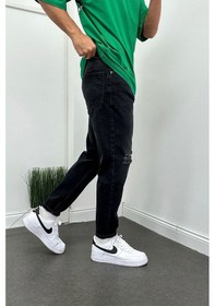 Resim Boyfriend Siyah Eskitme Kot Erkek Pantolon Siyah 
