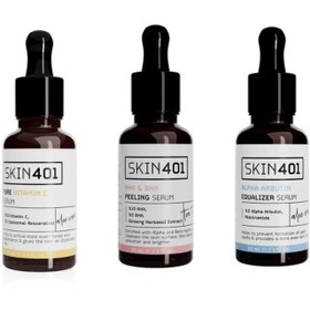 Resim Skin401 canlandırıcı, koyu lekelerde etkili, renk tonu eşitlemeye yardımcı serum seti 