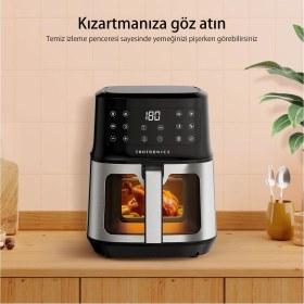 Resim 8 Işlevli, 5 Litrelik Dokunmatik Yağsız Pişirici, Güçlü 1200W, Siyah Renk 