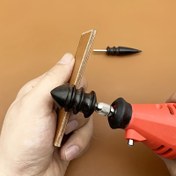 Resim Rotary Aletler için 2'li Set Suni Deri Parlatıcı Uçlar - Sivri Uç ve Çok Oluklu Tropikal Sandalet Ağacından Yapılmış Parlaklaştırma Uçları ile Deri İşleri Üzerinde Pürüzsüz ve Temiz Kenarlar 