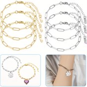 Resim 5 adet DIY Kağıt Klips Zincir Bilezik - 16.0cm Ayarlanabilir Paslanmaz Çelik Şekerleme Bilezikler (Altın ve Gümüş), Kişisel Takı Yapımı Setleri için Mükemmel, Ayarlanabilir Bilezik | Şekerleme Bileziği | Dayanıklı Bilezik 