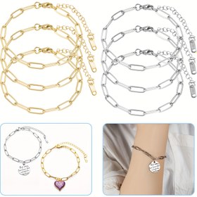 Resim 5 adet DIY Kağıt Klips Zincir Bilezik - 16.0cm Ayarlanabilir Paslanmaz Çelik Şekerleme Bilezikler (Altın ve Gümüş), Kişisel Takı Yapımı Setleri için Mükemmel, Ayarlanabilir Bilezik | Şekerleme Bileziği | Dayanıklı Bilezik 
