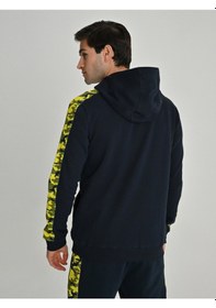 Resim Fenerbahçe Lisanslı 25/26 Lacivert Tribün Kamuflaj Detaylı Kapşonlu Sweatshirt Lacivert 
