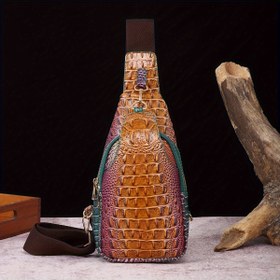 Resim Kadınlar için Şık Timsah Kabartmalı Sentetik Deri Askılı Çanta - Gradyan Renk Tasarımı, Ayarlanabilir Askı, Fermuar Kapatma ve Çoklu Bölmeler, Güvenli Seyahat Çantası | Timsah Dokulu Çanta | Sentetik Deri Çanta 