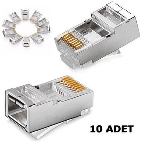 Resim Rj45 Cat5 Cat6 Jack Metal Konnektör Başlık 10 Adet 