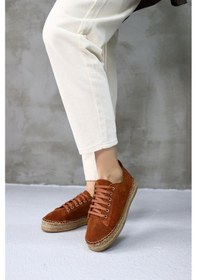 Resim Daria Taba Hakiki Süet Bağcıklı Kadın Espadril Ayakkabı Taba 