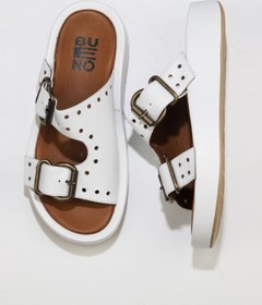 Resim Bueno Shoes Beyaz Deri Kadın Dolgu Topuklu Terlik 01wu4603 