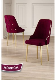 Resim Canisa Krax Serisi, 1.sınıf Babyface Kumaş Mutfak Sandalyesi, Gold Metal Ayak, 6 Adet Mürdüm Sandalye Sandalye Mürdüm Ayaklar Gold 