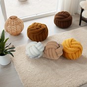 Resim 1 Adet El Yapımı Geometrik Düğümlü Top Yastık - Yumuşak Polyester Makinede Yıkanabilir Dekoratif Koltuk, Başlık ve Yatak Örtüsü - Çok Renkli Ev Dekoru Aksesuarı 