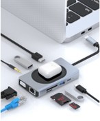 Resim Macbook Uyumlu Type-c To Usb 3.0 4k Hdmı Gigabit Rj45 Aux 9 Port Çevirici Hub Adaptör 