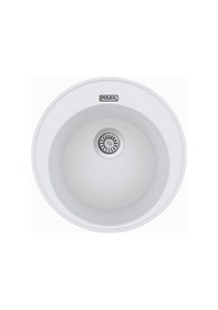 Resim Polex Cristalüx Granit Evye P-06 Beyaz Tezgah Altı Ve Tezgah Üstü Oval Mutfak Evyesi 51.5x51.5 CM 