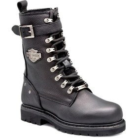 Resim Harley Davidson Gladis Black Siyah Deri Kadın Bot Siyah 