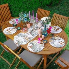 Resim Kış Temalı Bağ Evi Tasarımlı 6+1 Supla Runner Seti 