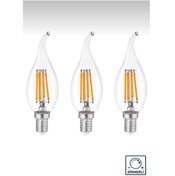 Resim Edison 3 Adet Dekoratif Kıvrık Buji Gün Işığı E14 Duy 