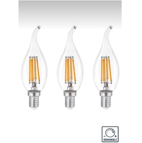 Resim Edison 3 Adet Dekoratif Kıvrık Buji Gün Işığı E14 Duy 
