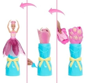 Resim Pembe Lale Temalı Barbie Bebek, Şık Tasarım 