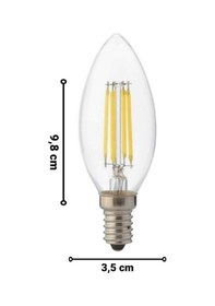 Resim Horoz 6 Watt E14 Duylu Rustik Led Ampul Sarı Işık Avize Ampulu İnce Duylu Mum Ampul 700 Lümen 