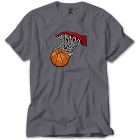 Resim Basketball Hoop Gri Tişört 